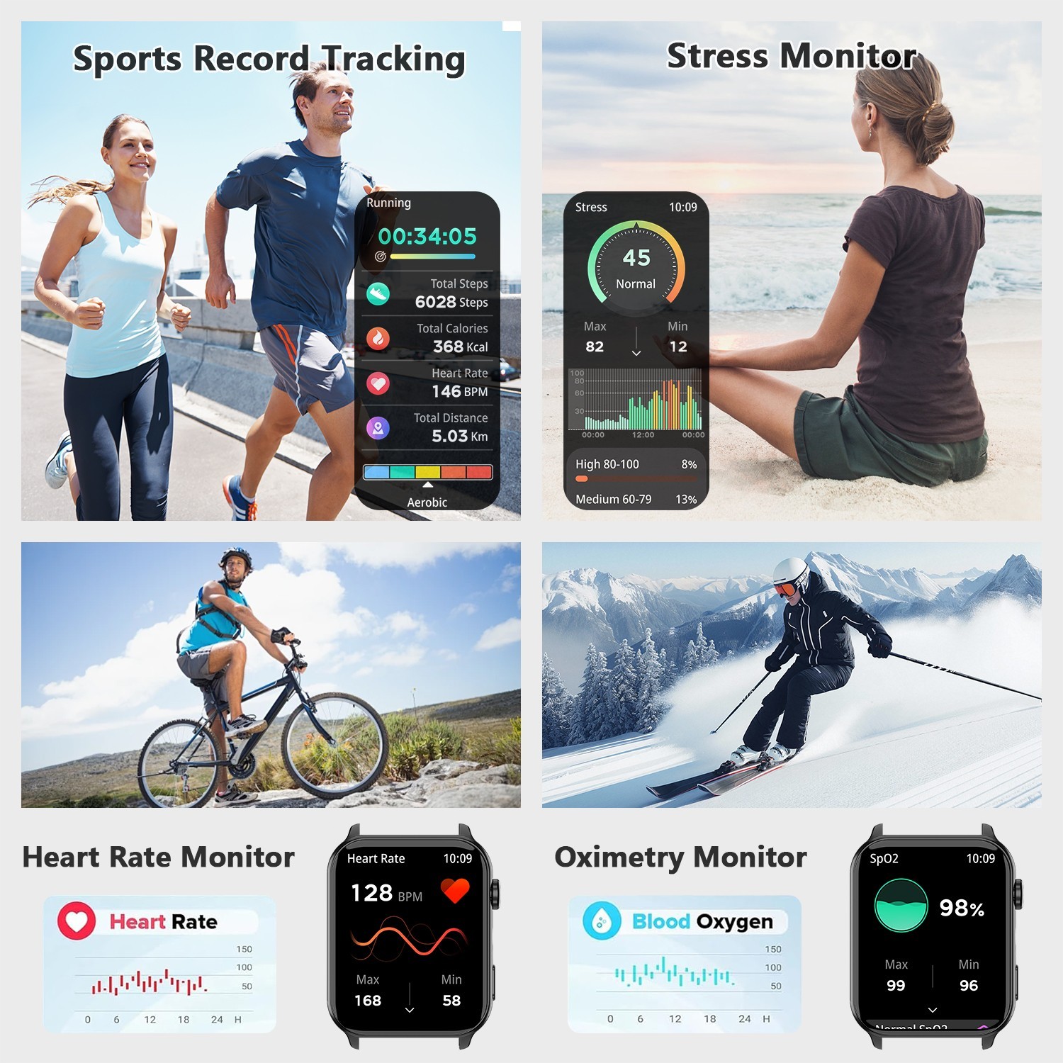 Bluetooth Smart Watch Call Fitness Tracker Men Women Heart Rate Blood Pressure