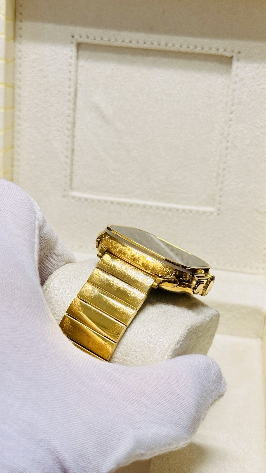 Custom 24k Gold Plated Apple Watch ULTRA 3 49mm Polished Engraved Link Band