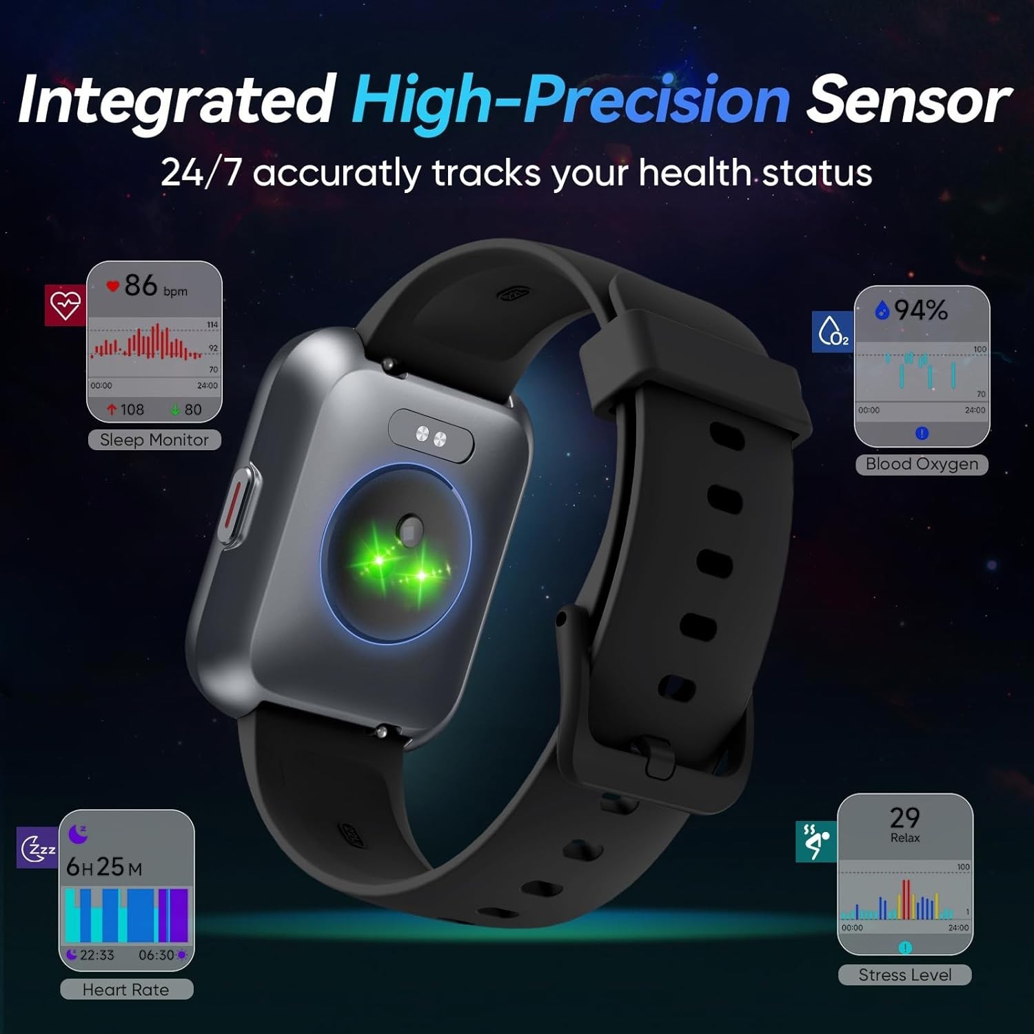 1.8″ Smartwatch for Men & Women – Alexa, Bluetooth Calls, 110 Sports Modes