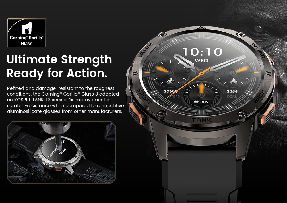 KOSPET TANK T3 Smart Watch for Men Smart Watches 5ATM Waterproof For Android iOS