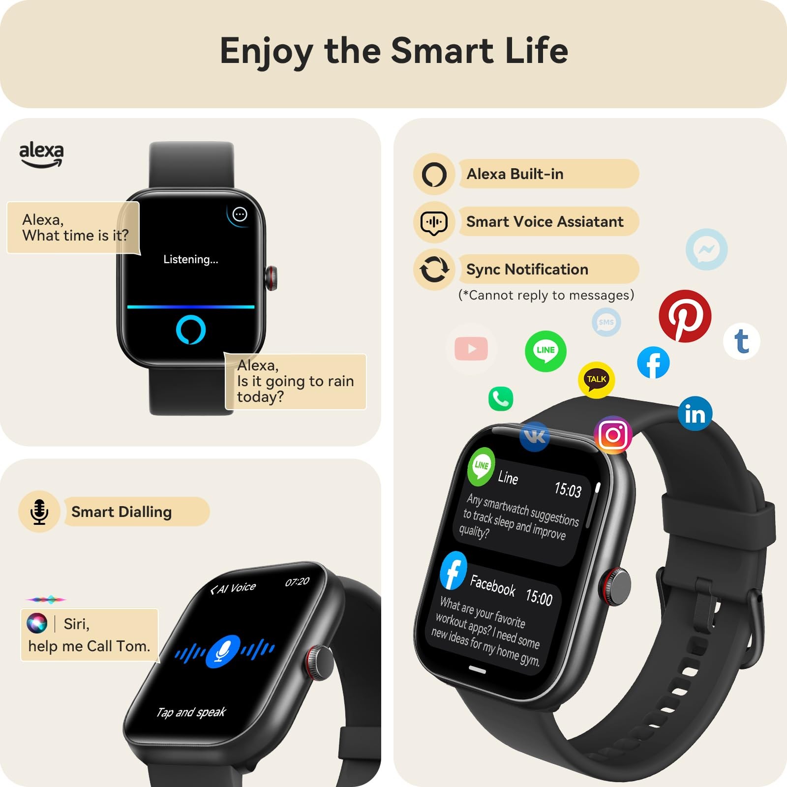 for Women Men, 1.91″ HD Screen with Alexa, Answer/
