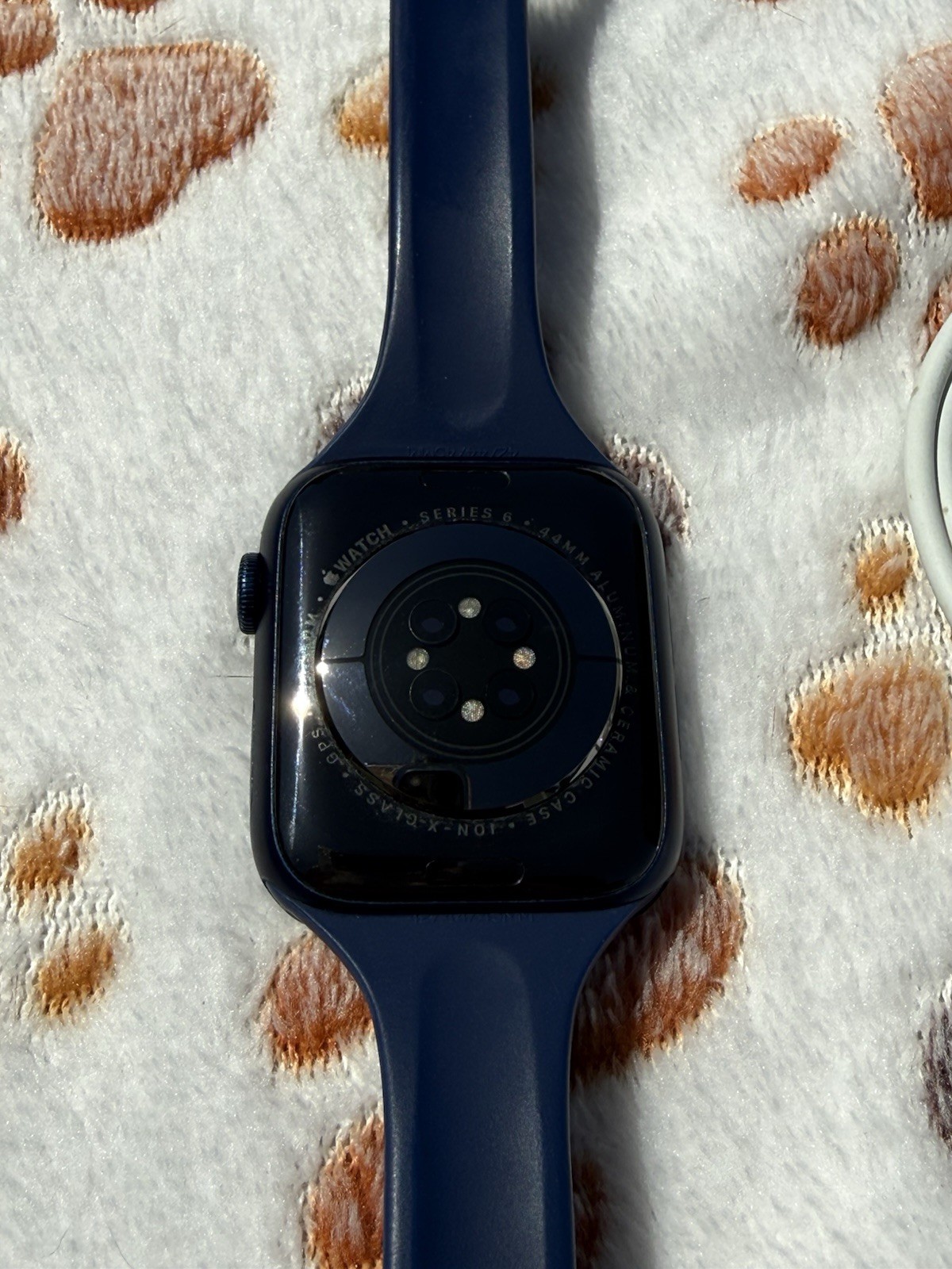 Apple Watch Series 6 44 mm Blue Aluminum Case with Deep Navy Sport Band…