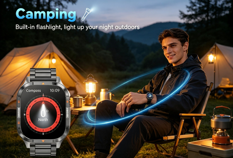 Military Smart Watch Men Bluetooth Call,2.01″HD 1000mAh 2 Straps For iOS Android