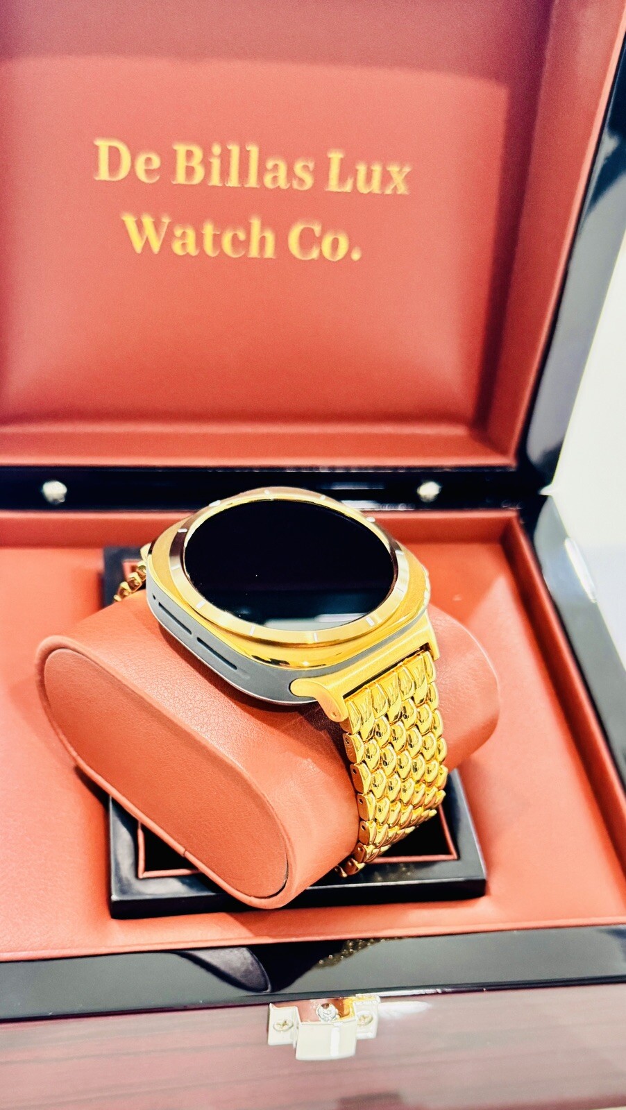 CUSTOM GOLD Samsung Galaxy Watch Ultra 2 Black 47mm 24k Gold Plated Link Band