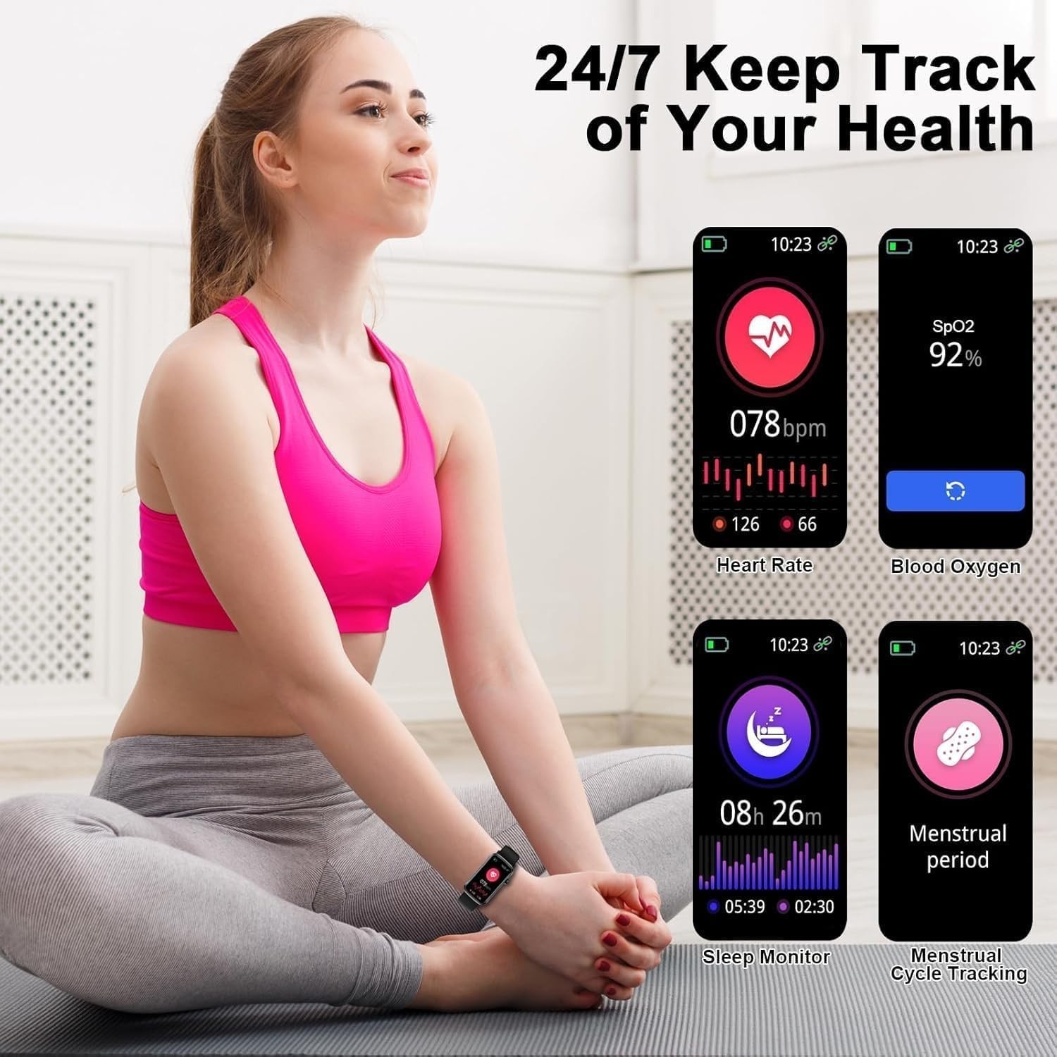 Smart Watch, Smartwatch for Men Women with 24 Sport Modes, IP68 Waterproof Fitne