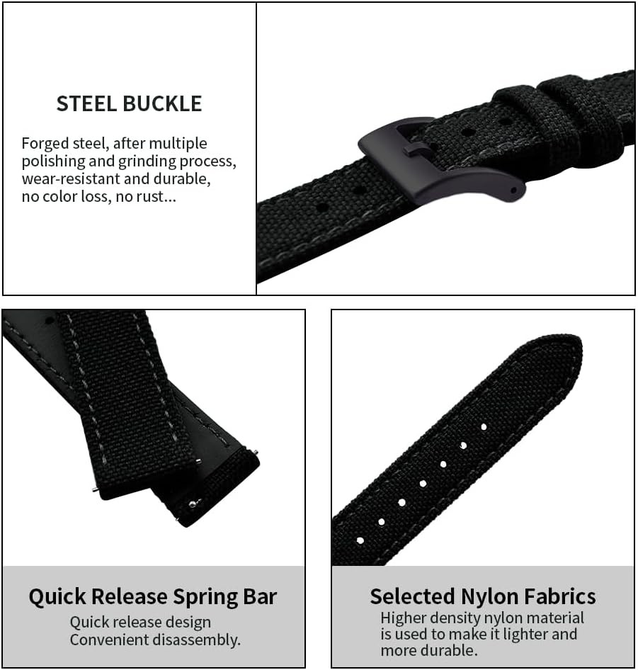 Soft Hybrid Leather Sailcloth Watch Bands for Men Women 18mm 20mm 22mm