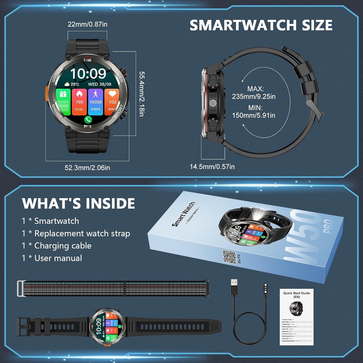 Military Smart Watches for Men (Answer/Make Calls) Heart Rate/Sleep Monitor Gift