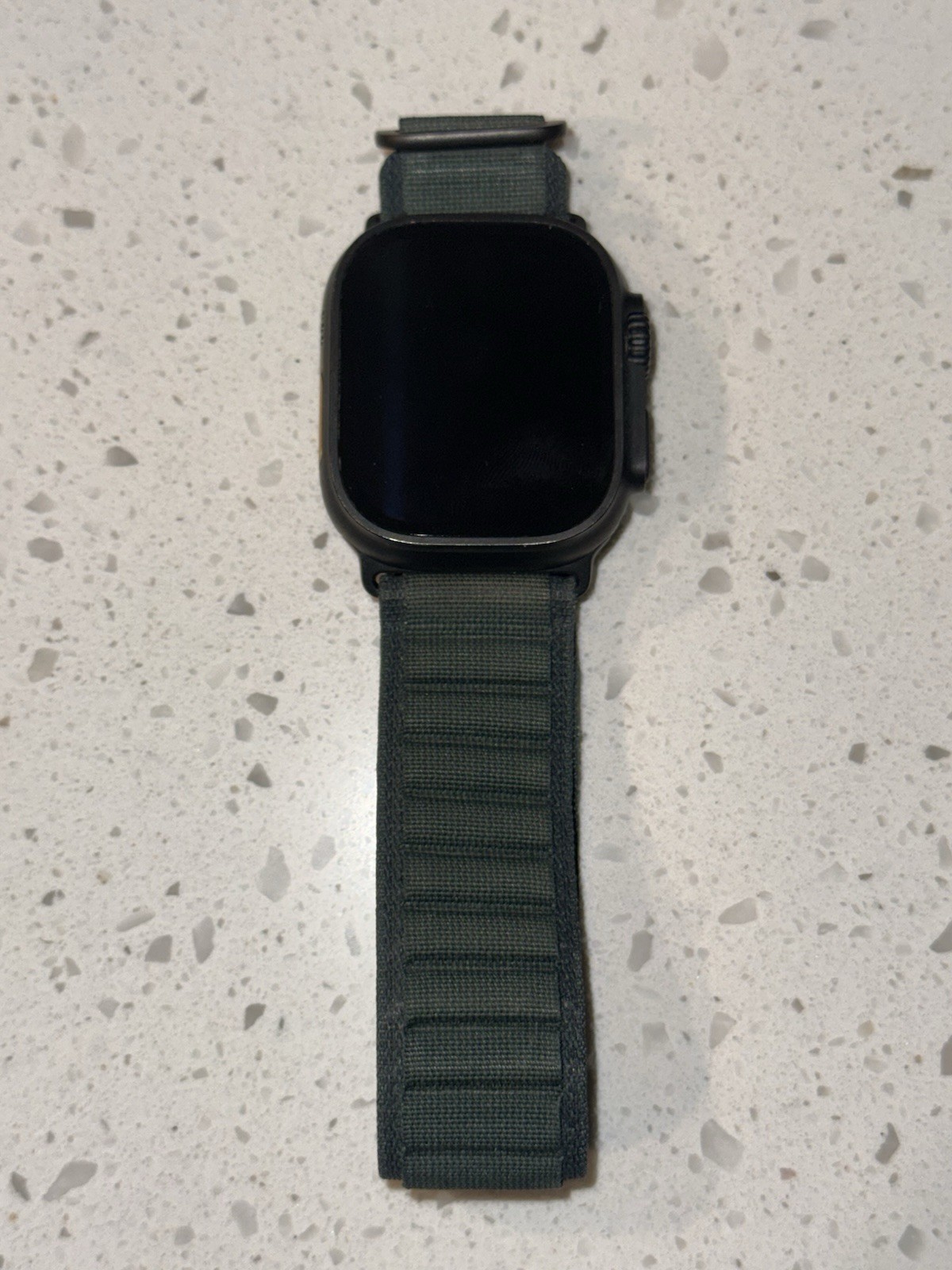 Apple Watch Ultra series 2, black titanium w/green trail loop band