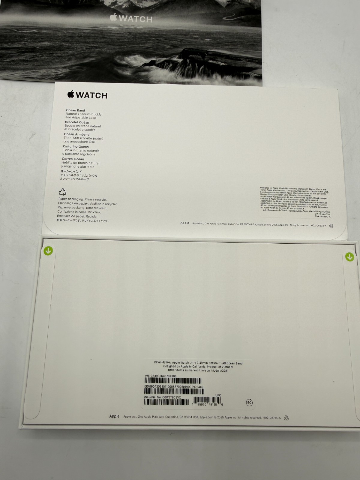 Apple Watch Ultra 3 GPS+ Cell 49mm Titanium Blue Ocean One Size SEALED MEWH4LW/A