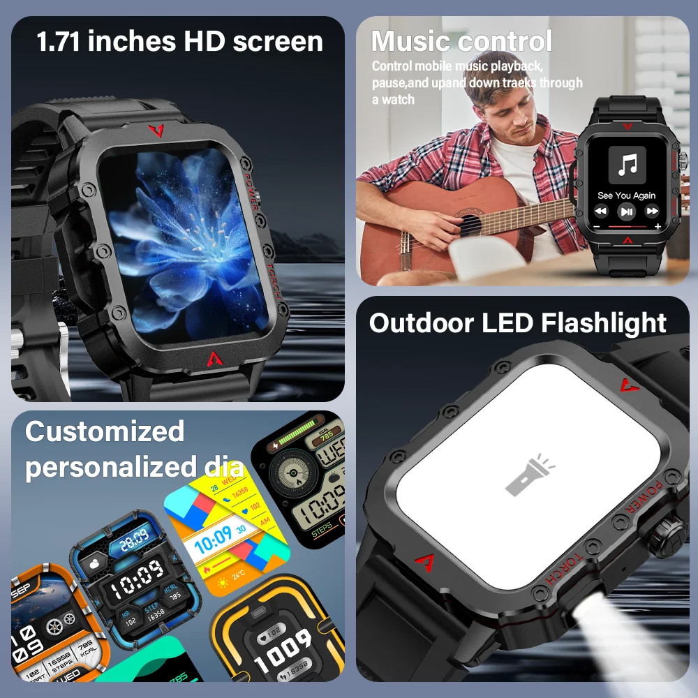 Outdoor Smartwatch Bluetooth Talking Smartwatch 1.73 Inch Sports Fitness Watch