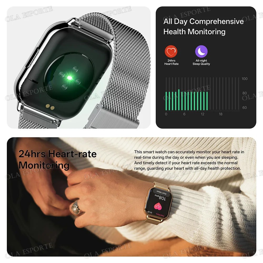 Smart Watch Touchscreen Fitness Watch w/Heart Rate,Blood Oxygen/Pressure Monitor