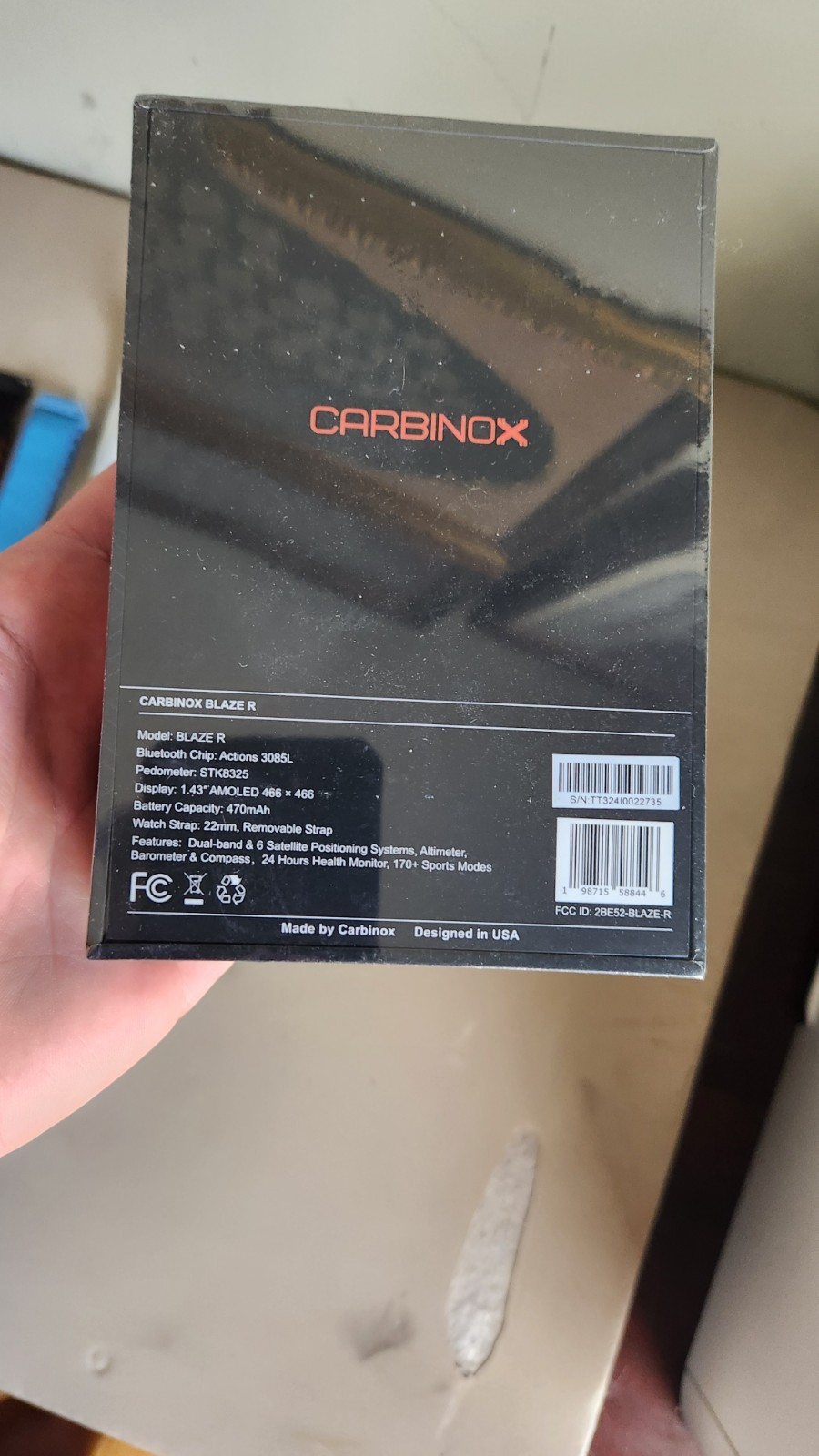 New Carbinox “Blaze Type R” Tactical Military Smartwatch IP69K Black Round NIB