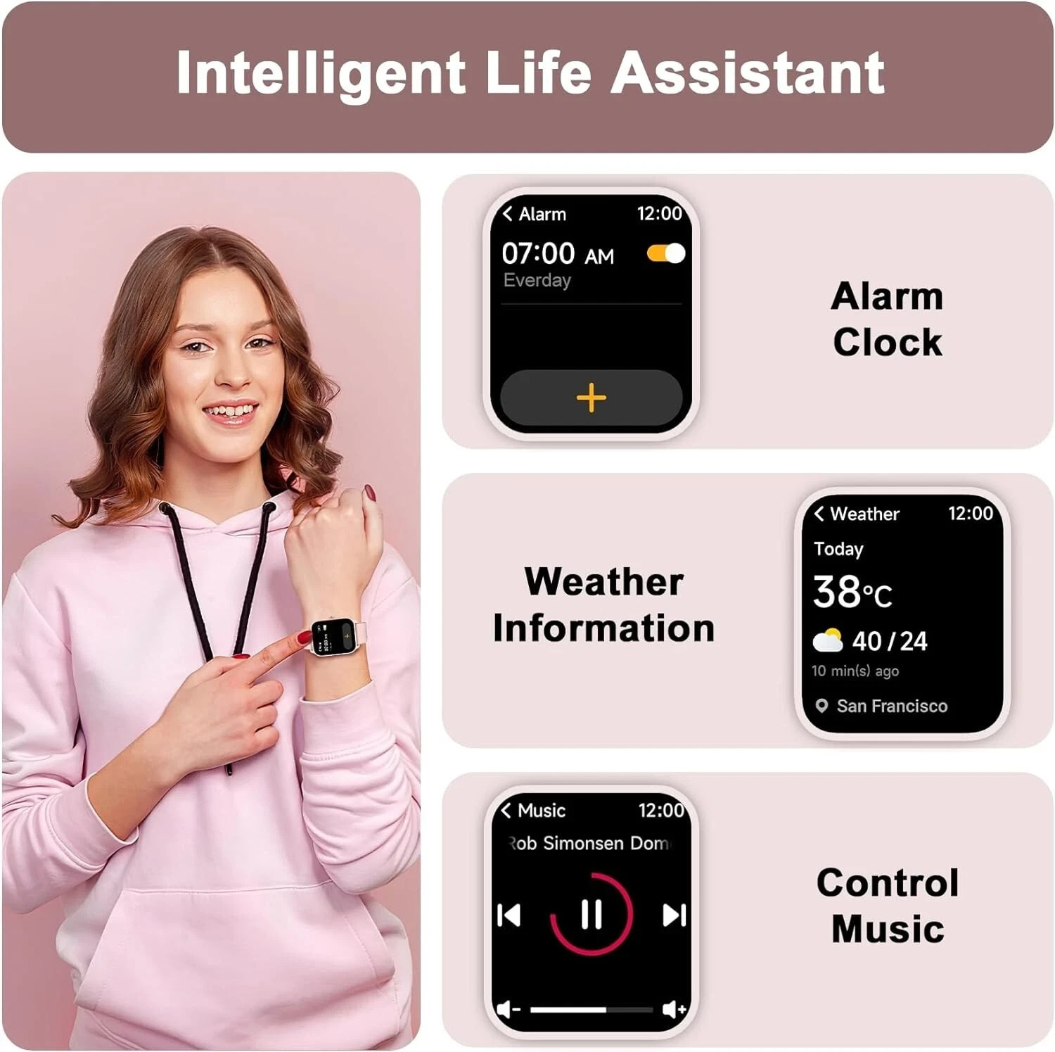 Smartwatch for Men/Women Bluetooth Compatible with iPhone Samsung Android