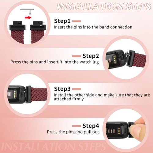 2 Pack Braided Nylon Watch Bands Compatible with Fitbit Inspire 3/2, Soft Adjust