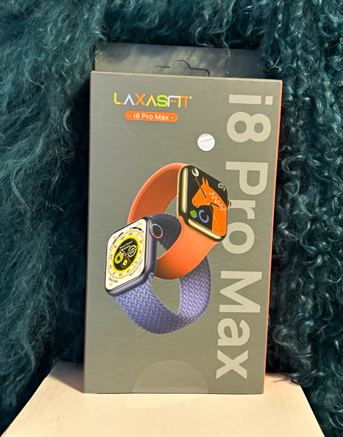 LAXASFIT i8 Pro Max 49mm Black Metal Case White Silicone Band 32GB HR