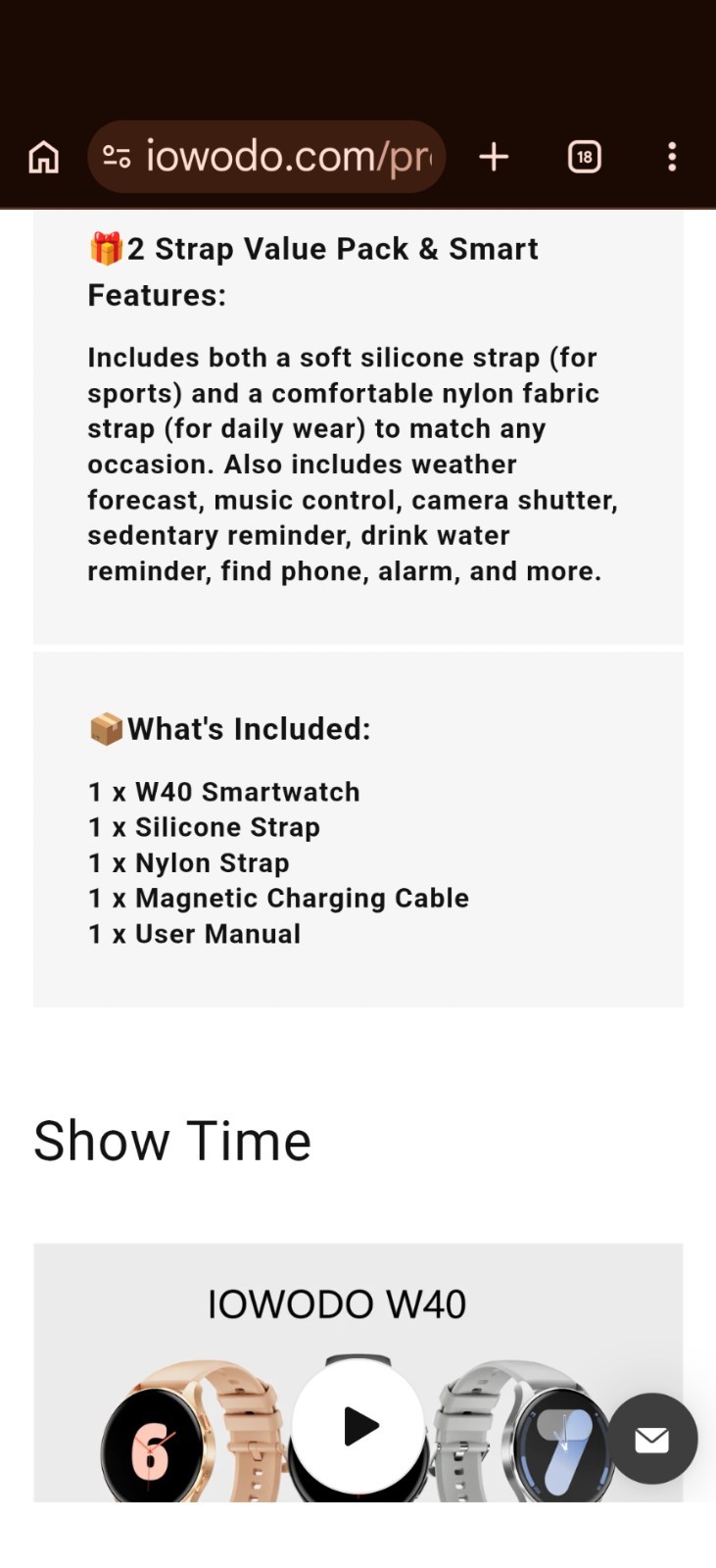 Smart Watch W40 By IOWODO