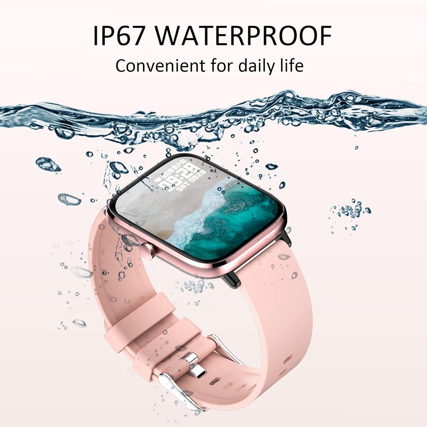 Elegant Pink Smartwatch for Women – 1.83″ HD Touch Screen, Fitness Tracker