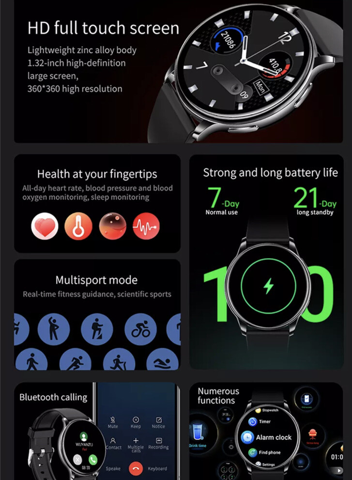 Premium Fashion Smart Watch For Women Fitness Tracker Heart Rate Oxygen GPS Temp