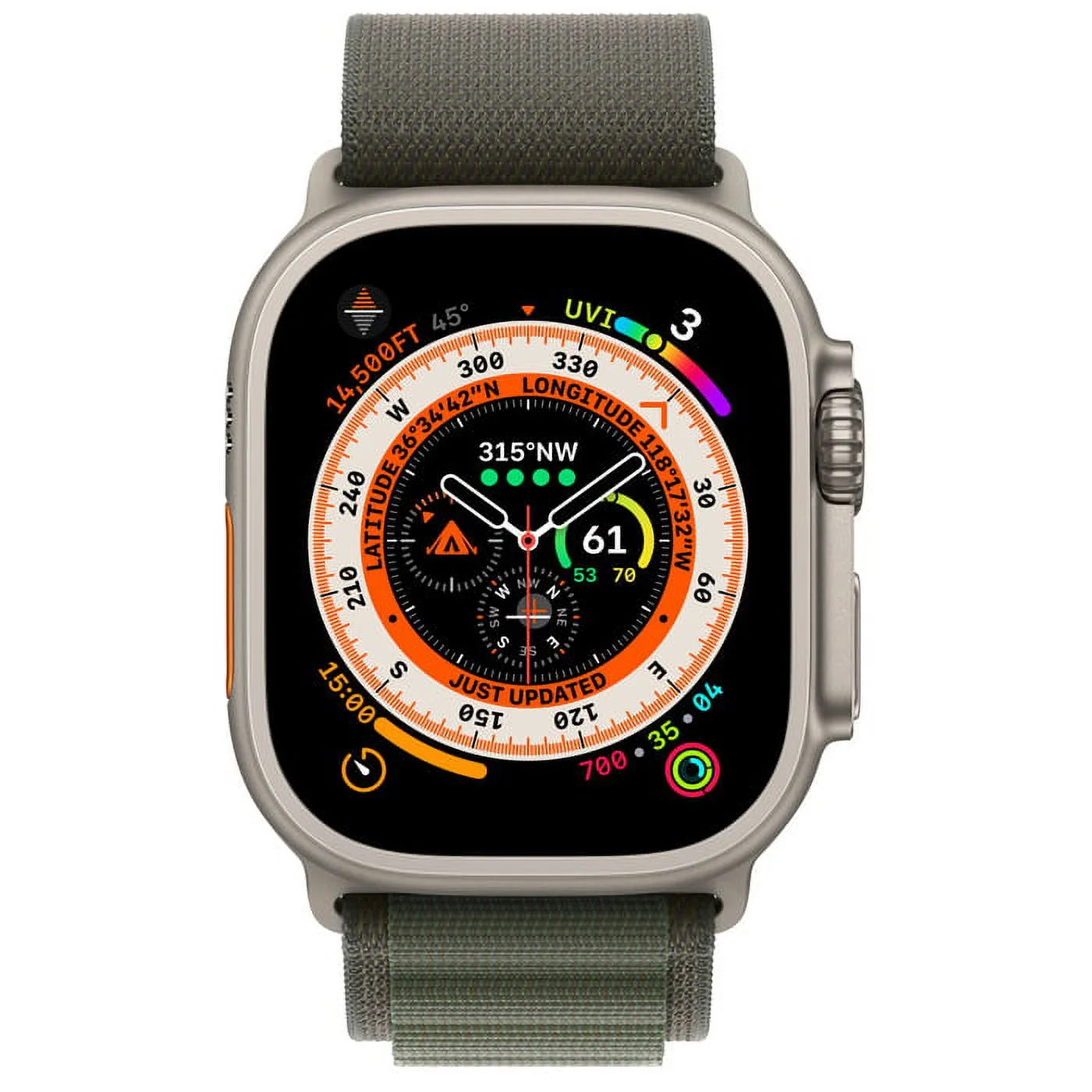 Apple Watch Ultra 49mm Titanium Case with Green Alpine Loop, Large (GPS +…