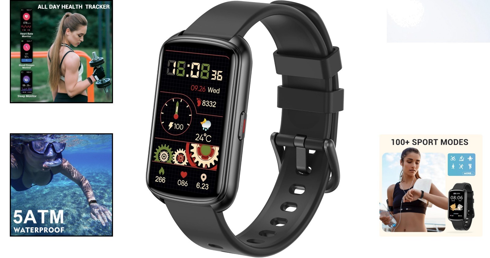 Stylish Thin Smartband Fitness Watch: HD Display & Health Monitoring Features