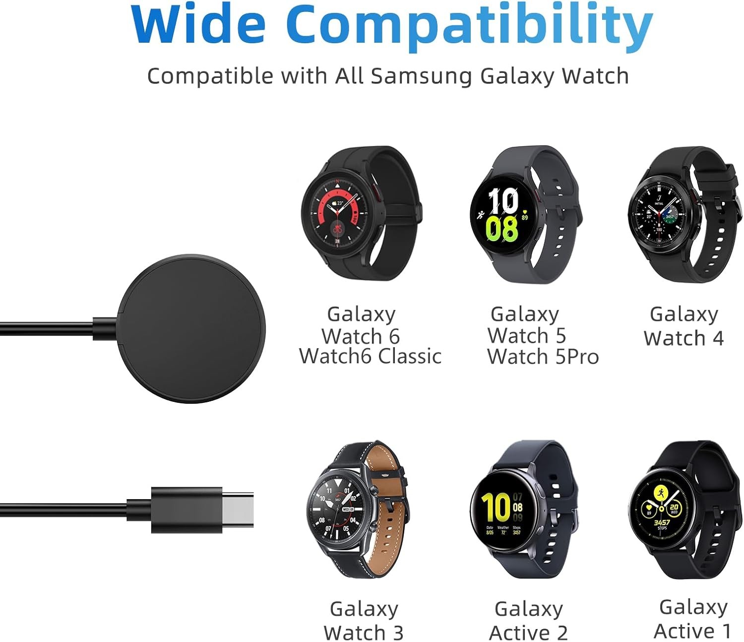 2 Pack Samsung Galaxy Watch Charger USB-C Magnetic Charging Dock Accessories 3.3