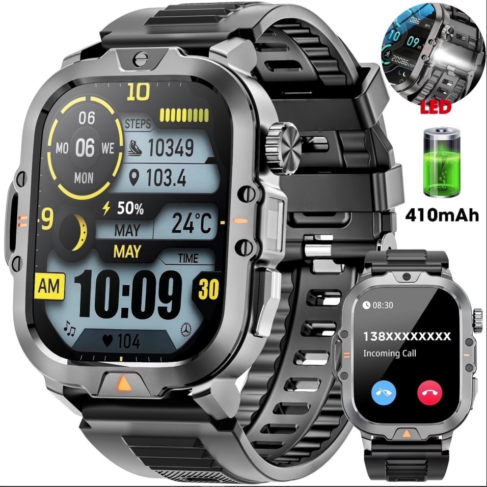 Mingwear L31 Military Smartwatch, 2.01″ High-Resolution Display, IP68
