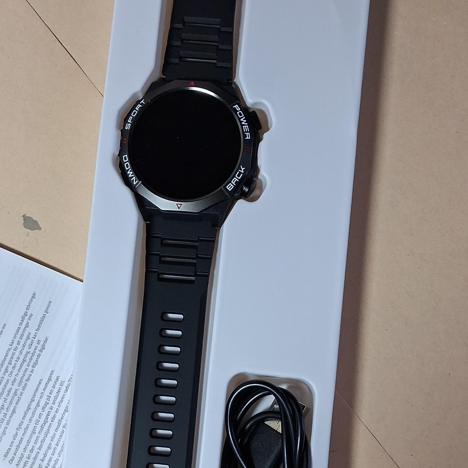 Smart Watch Fitness Tracker Black Silicone Band Plastic Case 1.39″ Android iOS