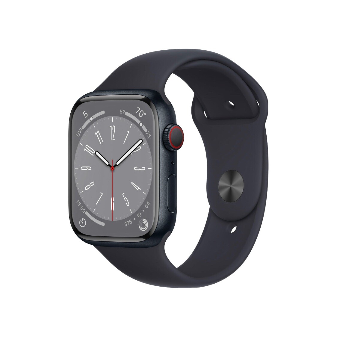 Apple Watch Series 8 45mm Midnight Aluminum Case with Sport Band, M/L (GPS +…