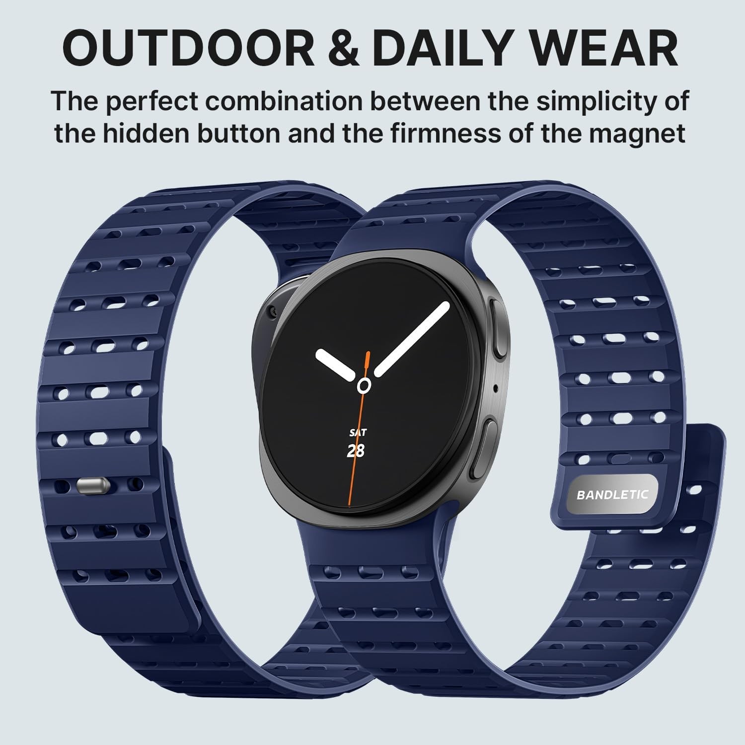 Breathable Magnetic Silicone Band for Samsung Galaxy Watch 8 40mm 44mm Navy Blue