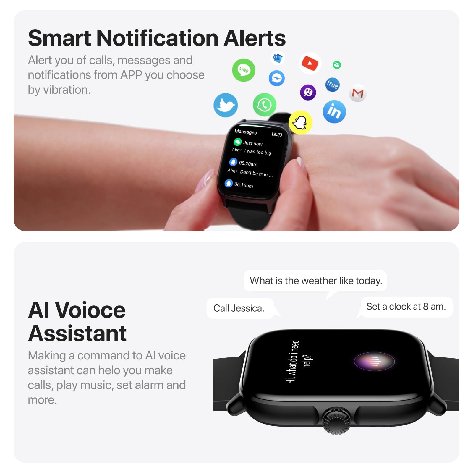 for Men (Answer/Make Calls/AI Voice Control) 1.91″ for Android Phones iPhone …