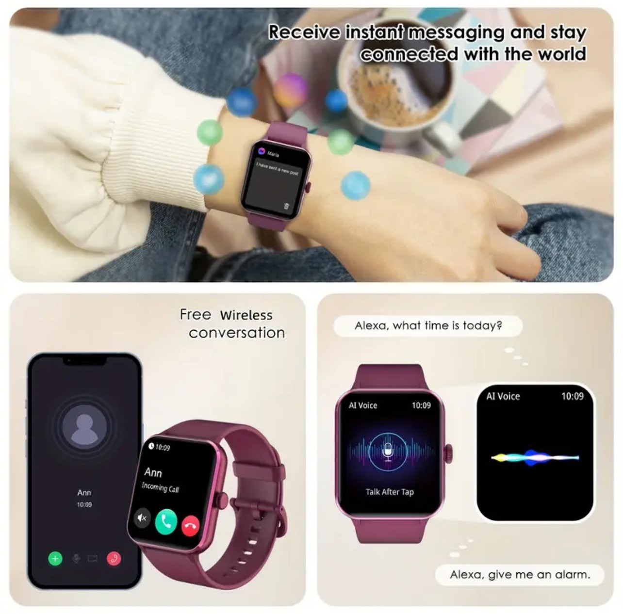 Blackview Smart Watch 1.85″ HD Screen Smartwatch for Men Women(Answer/Make Call)