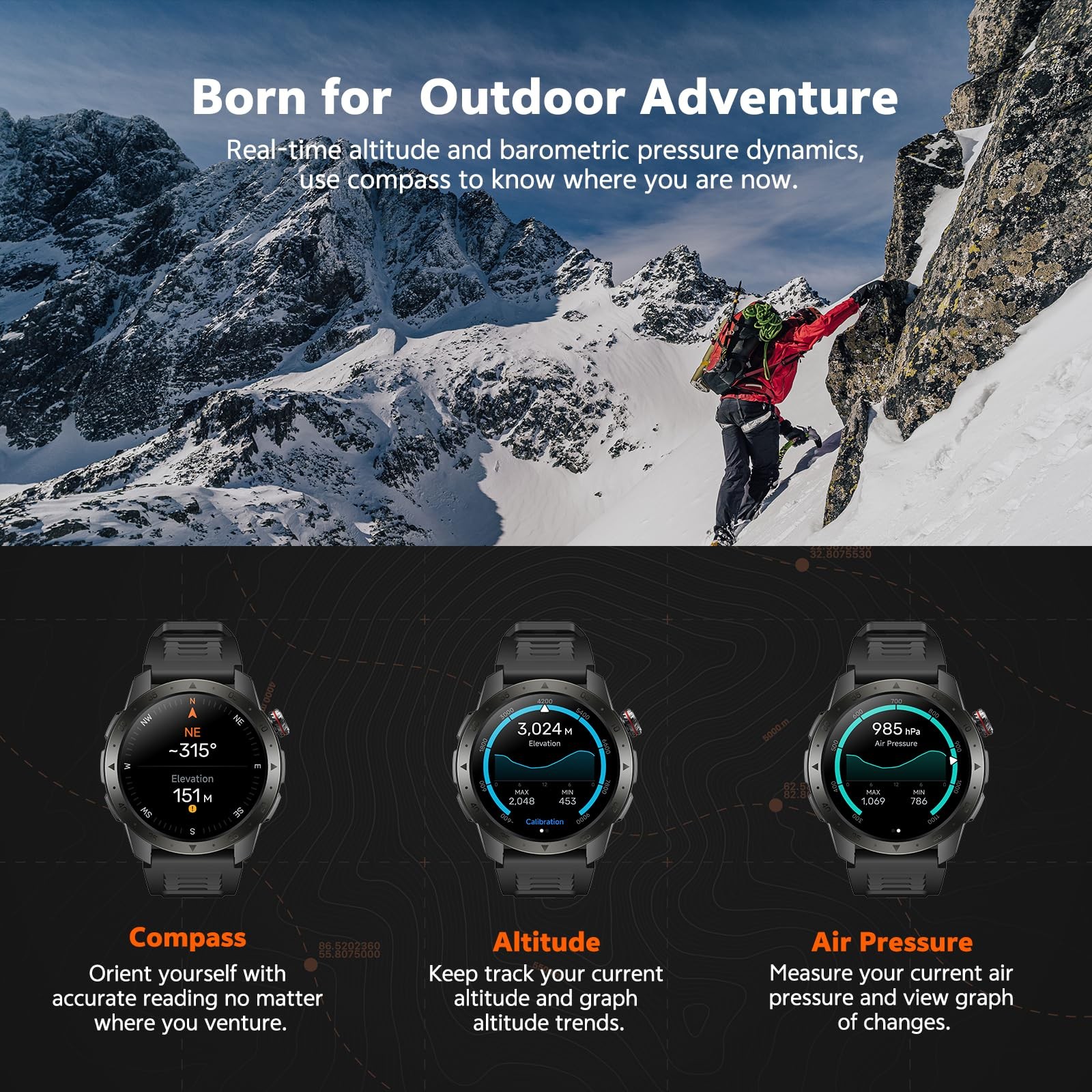 GTX2 Military Built-in GPS AMOLED Compass for Men