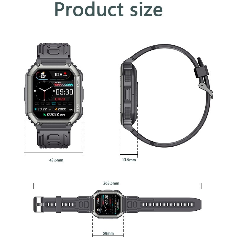 Military Smart Watch Rugged for Men Call Receive/Dial Fitness Tracker Waterproof
