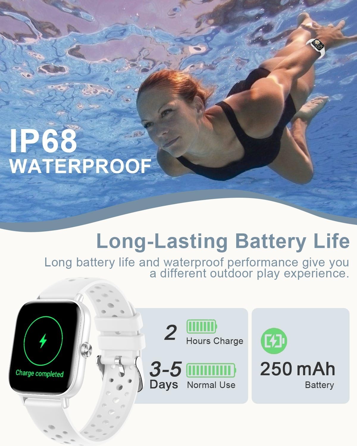 Smart Watch for Men & Women, 1.83” Fitness Tracker, AI Voice, Calls, 120+ Sports