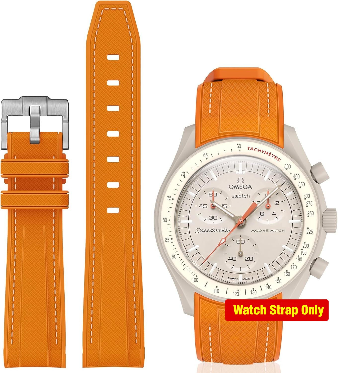 Strap For Omega X Swatch, Moonswatch, Curved Silicone, Replacement No Gap Strap