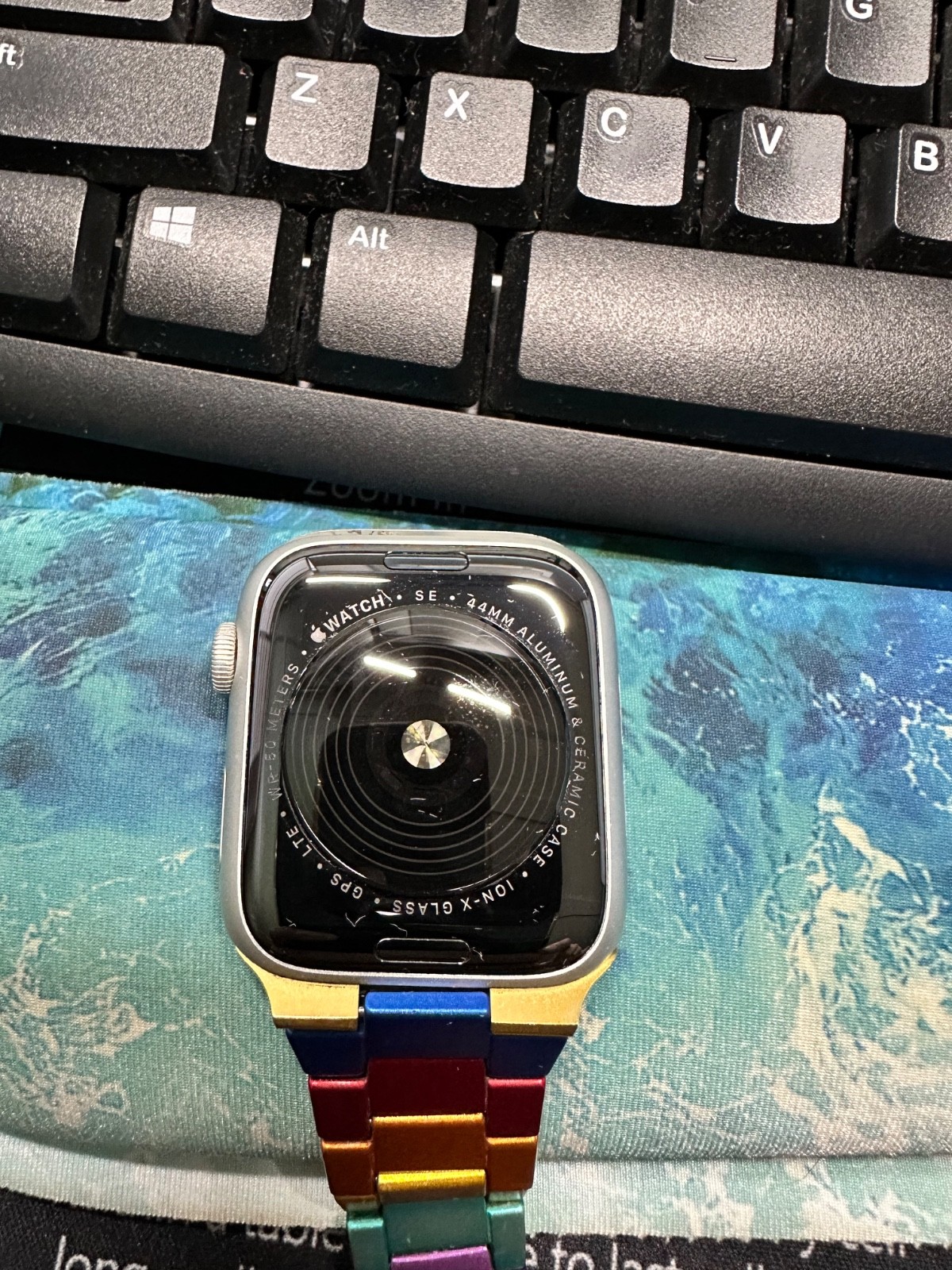 apple watch se 1 st gen 44mm Sliver with rainbow band