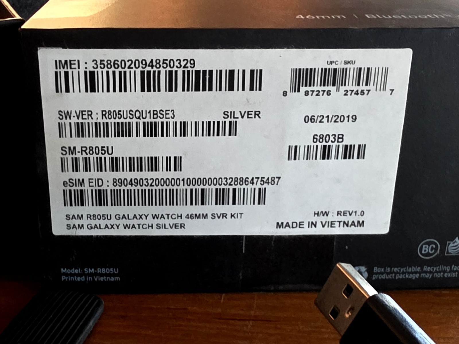 Samsung Galaxy Watch SM-R805 46mm Silver Case Classic Buckle Onyx Black – LTE…