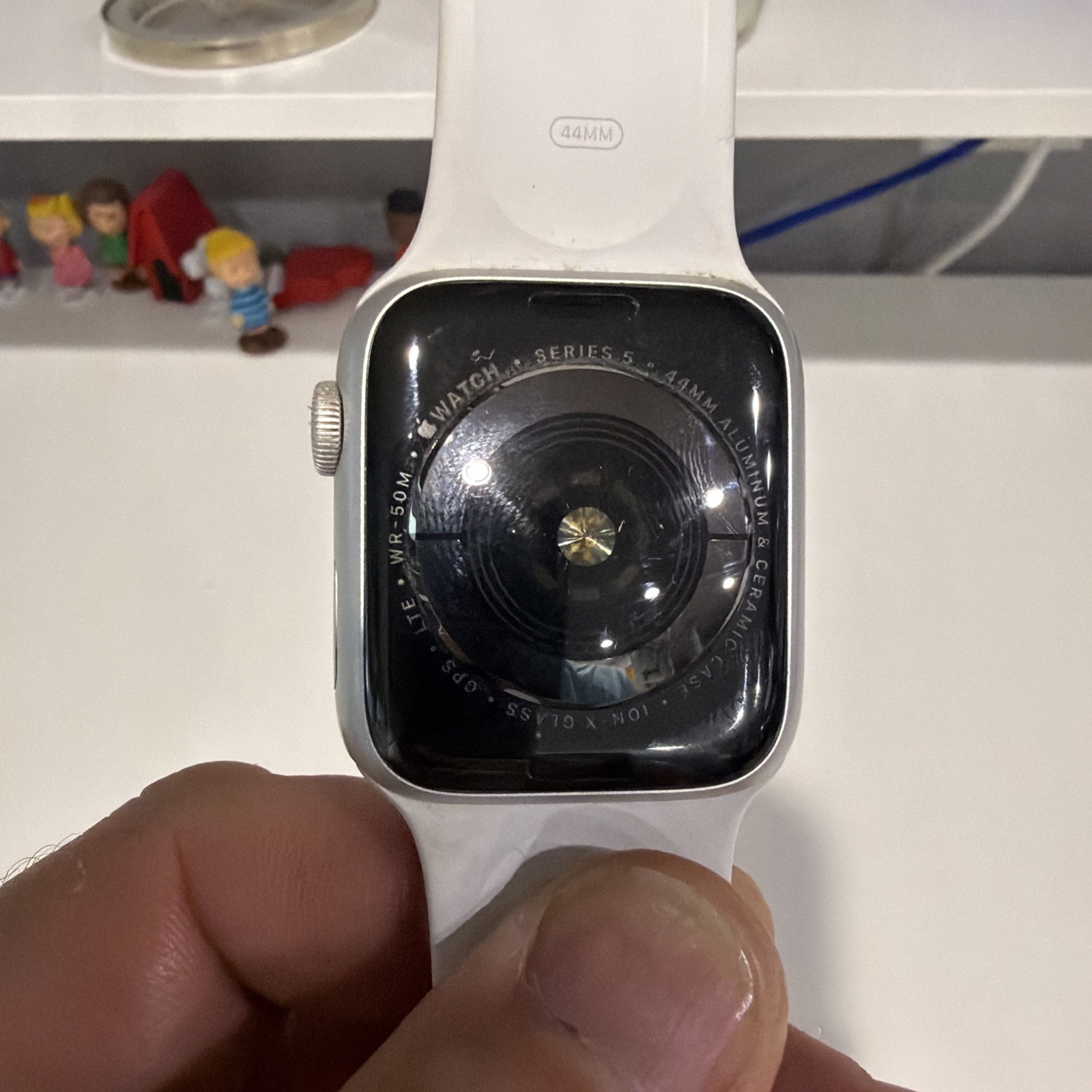 Apple Watch Series 5 44mm Silver Aluminum Case White Sport Band – (MWVD2LLA)