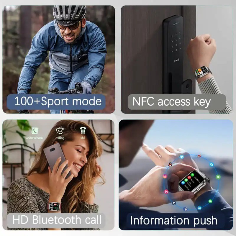 2026 ECG Smart Watch Air Pump Blood Pressure Heart Rate AMOLED NFC IP68