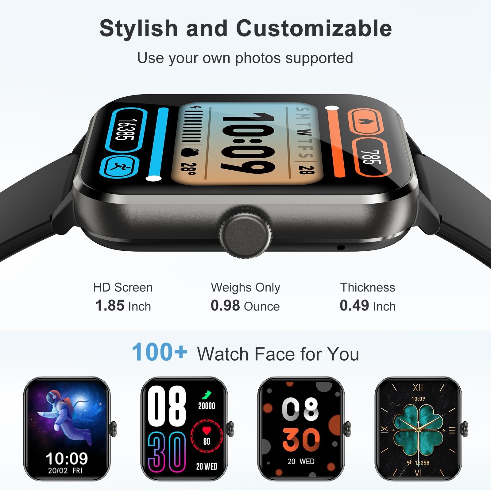 Black Smart Watch for Men Women(Answer/Make Call) with Heart Rate/Sleep Monitor