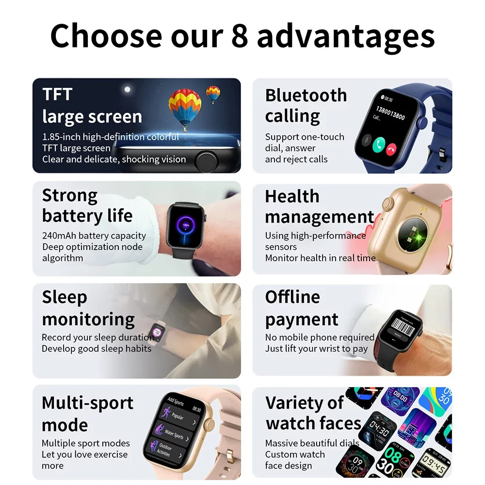 Women’s Smart Watch Bluetooth SmartWatch For Apple iPhone iOS and Android