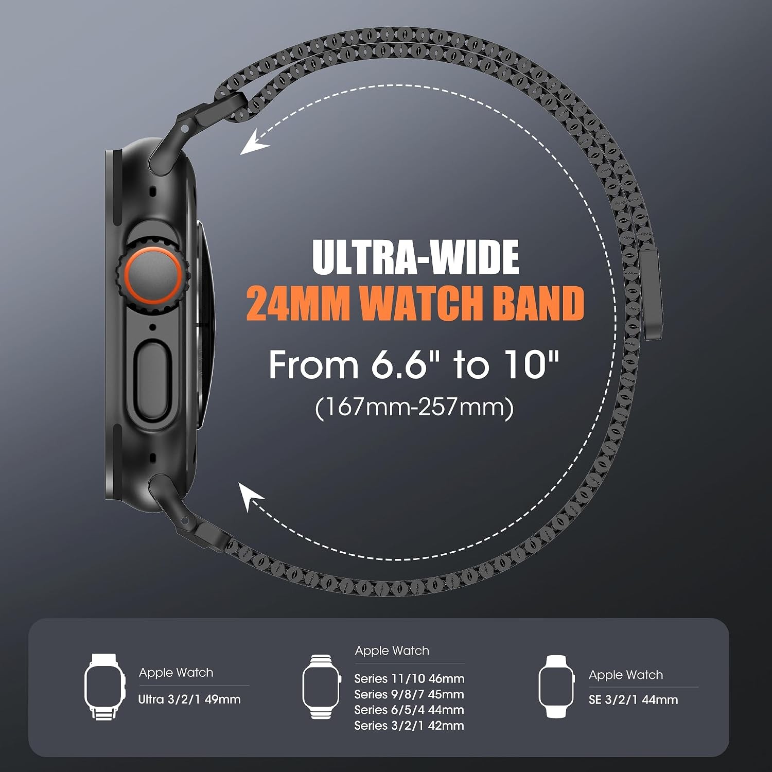 Case For Apple Watch Ultra 49mm 46mm 45mm 44mm 42mm Adjustable Metal Strap