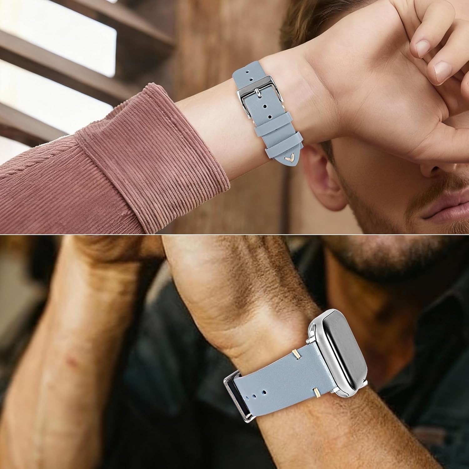 Leather Band for Apple Watch Ultra SE 49mm 44mm 45mm Business Casual Strap