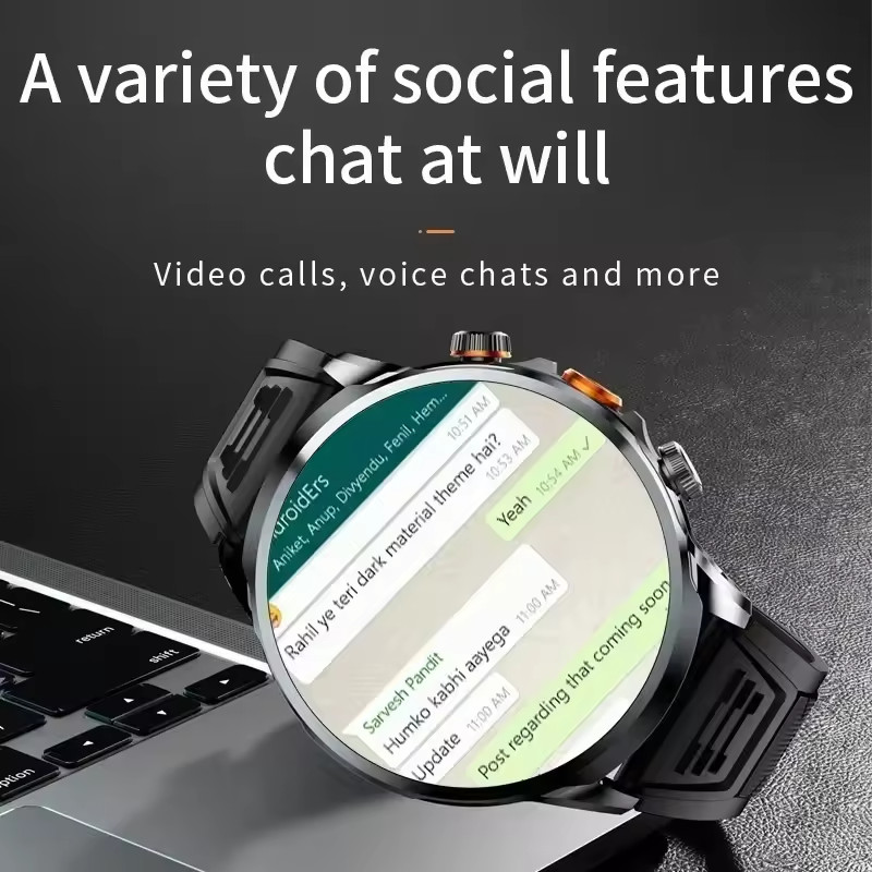 4G Android Smartwatch 1.95 inch AMOLED NFC WiFi Bluetooth Call GPS Heart Rate