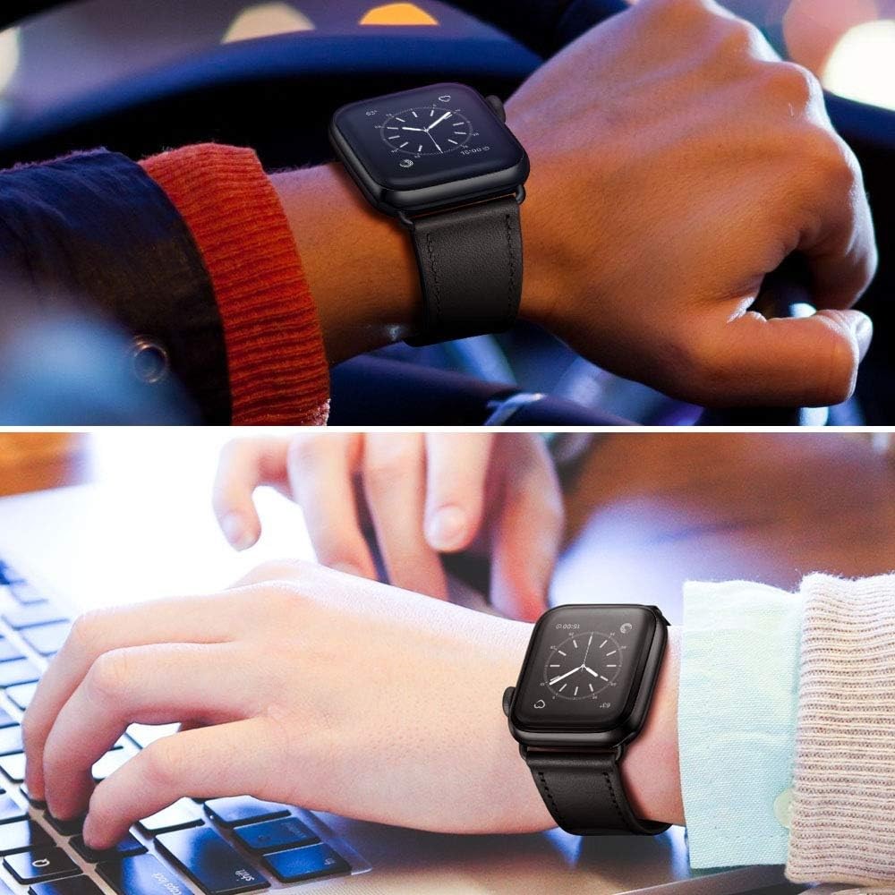 Genuine Leather Strap Compatible with Apple Watch Ultra 49mm/Series 11 Black