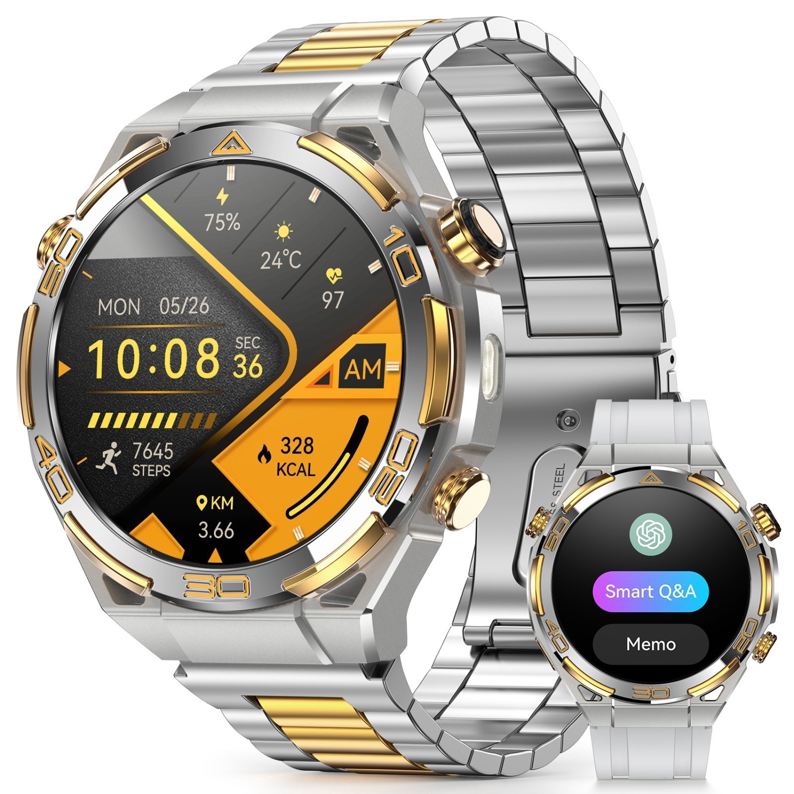 Smart Watch Built-in GPS ChatGPT AI 900mAh Heart Rate SpO2 Blood Fitness Tracker