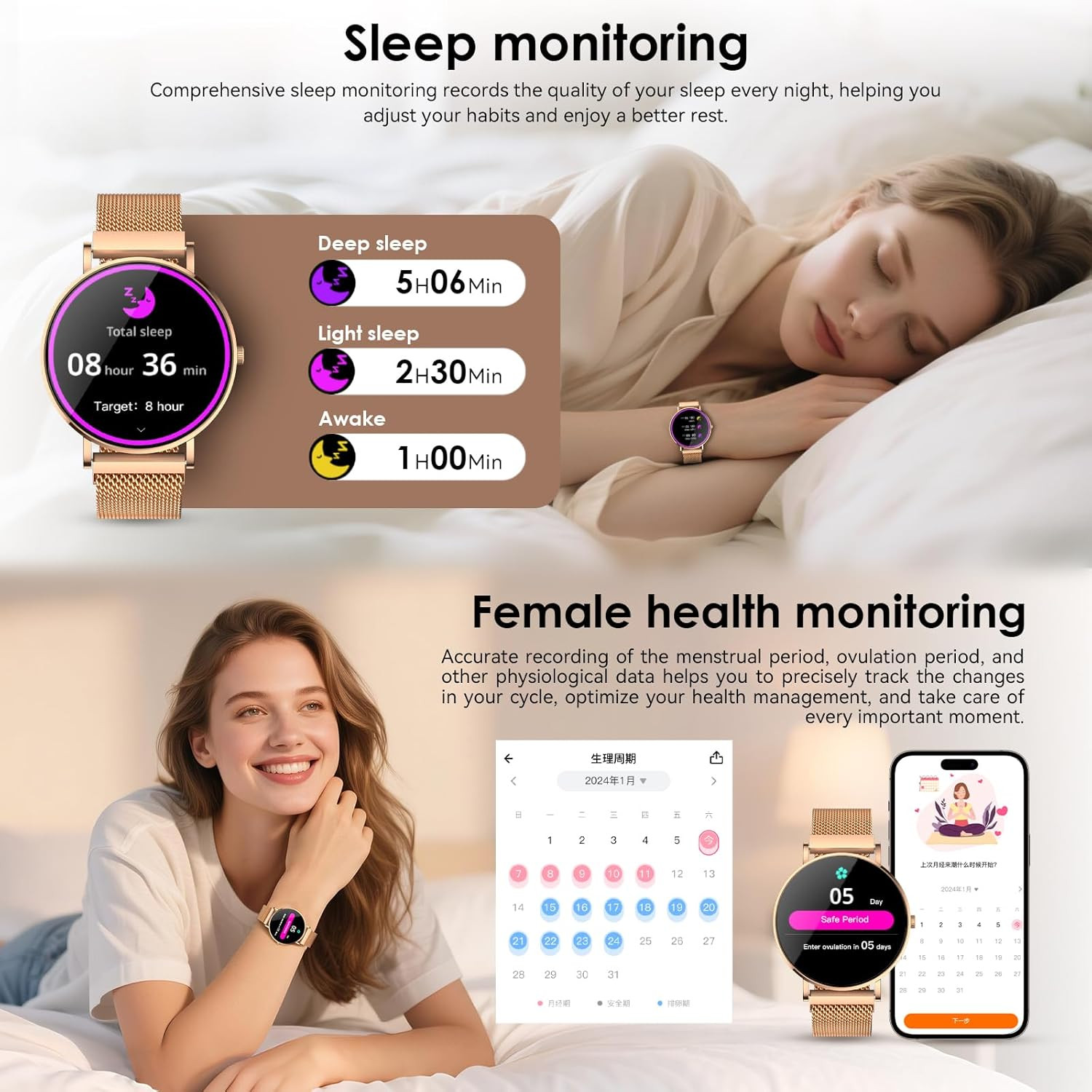 Smart Watch for Women 1.32″ Fitness Tracker Watch 7.7Mm Ultra Thin Design Answer
