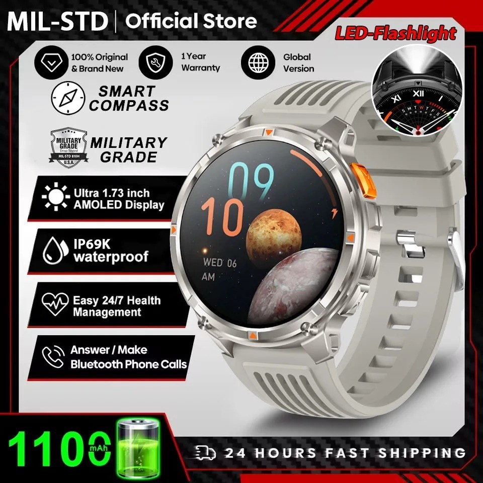 T-Rex 3 GPS Smart Watch (10ATM Waterproof, Built-In GNSS, Compass, Military)