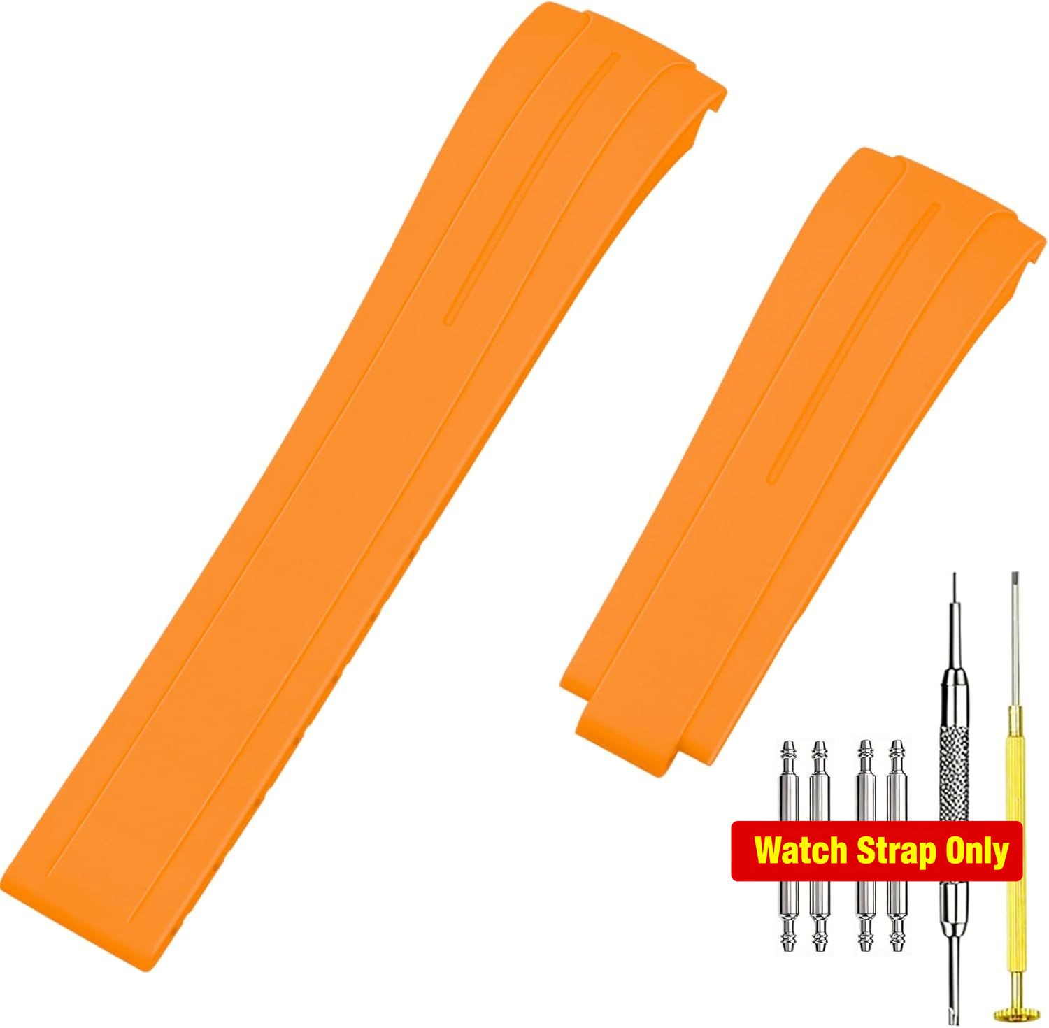 20mm Soft Silicone Rubber Watch Band for Rolex Submariner, Daytona, Curved End