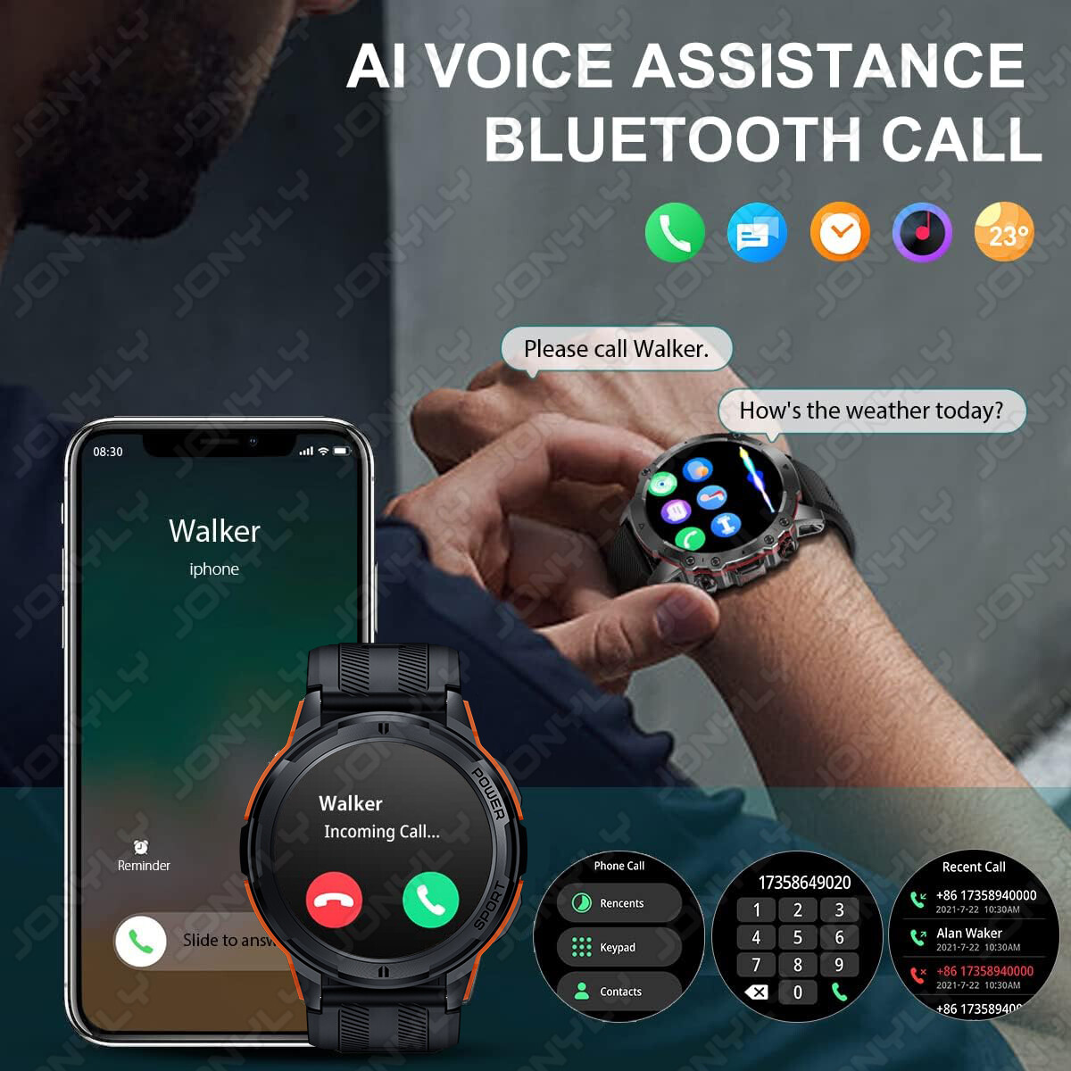 Military Smart Watches for Men(Answer/Make Calls)Rugged Tactical Fitness Tracker